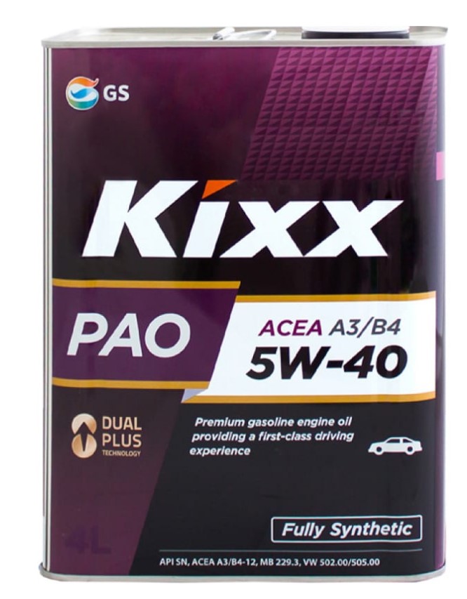 Масло моторное 5W40 синт. Kixx PAO SN/A3/B4  4 л.