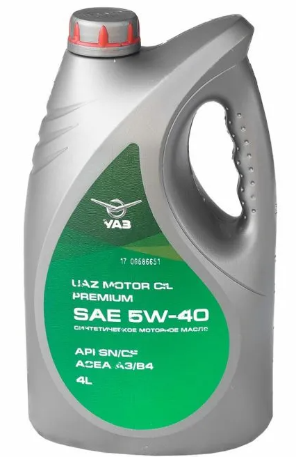 Масло моторное УАЗ Motor Oil Premium 5W-40 синтетическое 4 л