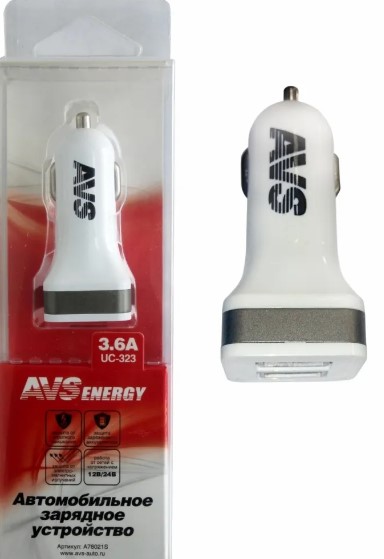 Устройство зарядное USB (2 порта) AVS UC-323 (3,6А)