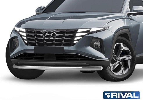 Защита переднего бампера d57   комплект крепежа, RIVAL, Hyundai Tucson (2021-)