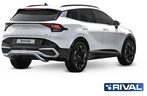 Защита заднего бампера d57 Скоба   комплект крепежа, RIVAL, Kia Sportage 2022-