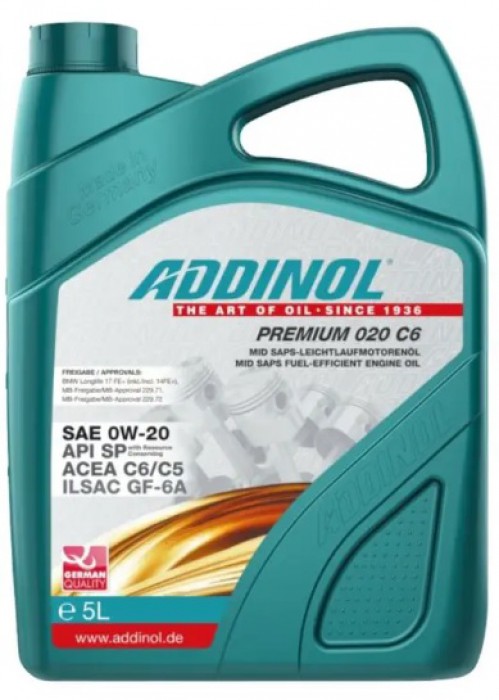 Масло моторное 0W20 синт.ADDINOL Premium 020 C6 5л