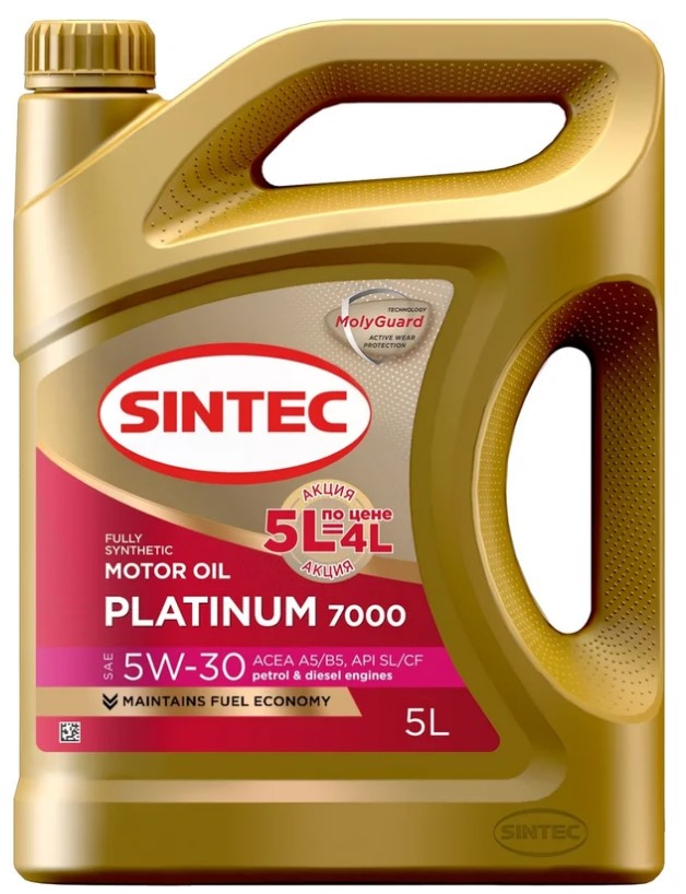 Масло моторное 5W30 синт. SINTEC PLATINUM 7000 A5/B5 5л по цене 4л