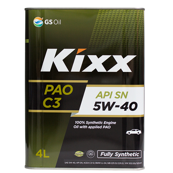 Масло 5W40 синт. KIXX PAO SN, C3 4л.