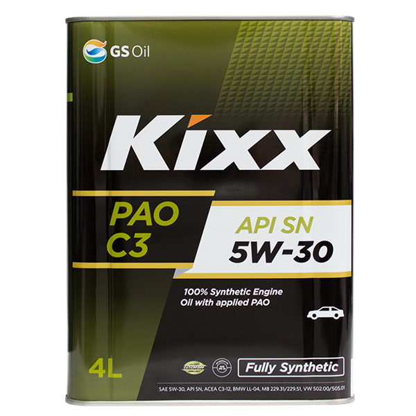 Масло 5W30 синт. KIXX PAO SN, C3 4л.