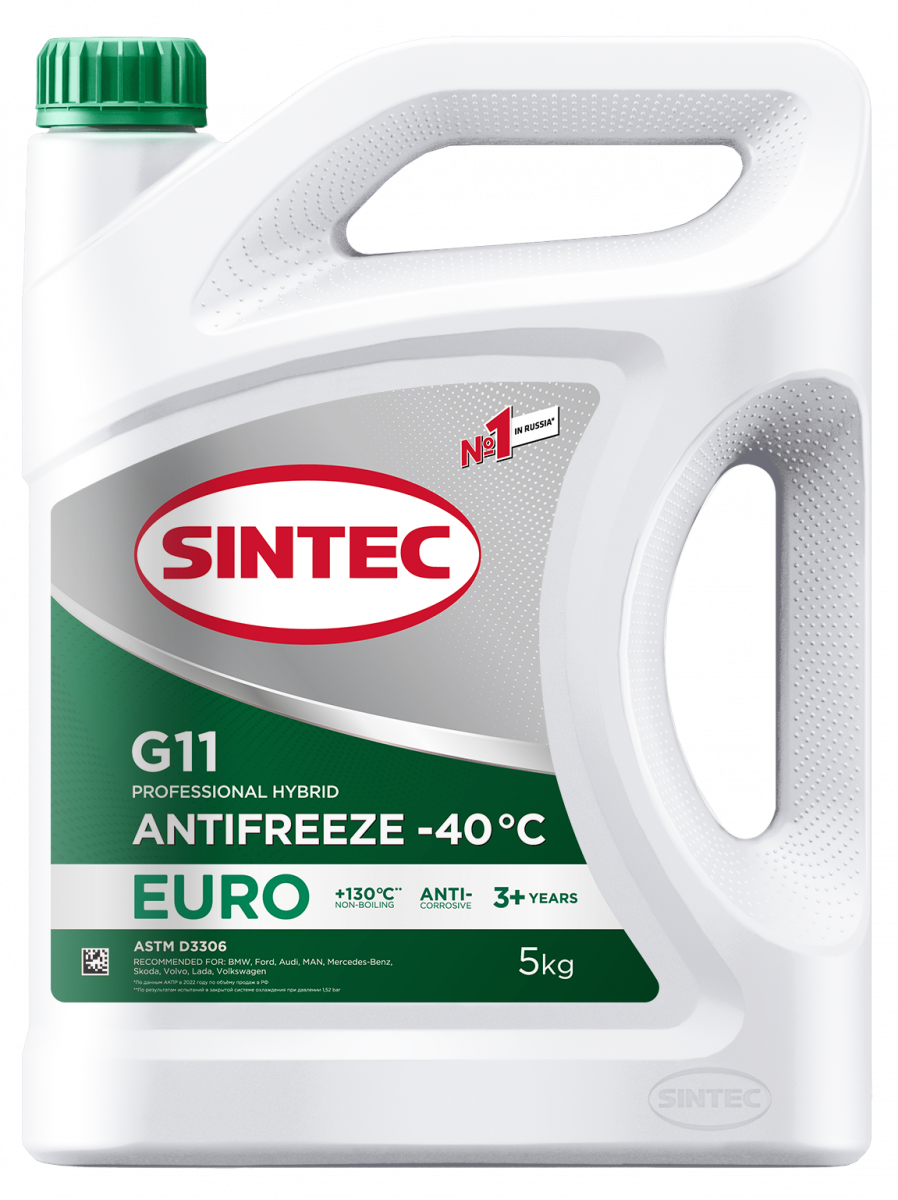 Антифриз SINTEC EURO G11 - 40°C зеленый 5кг.